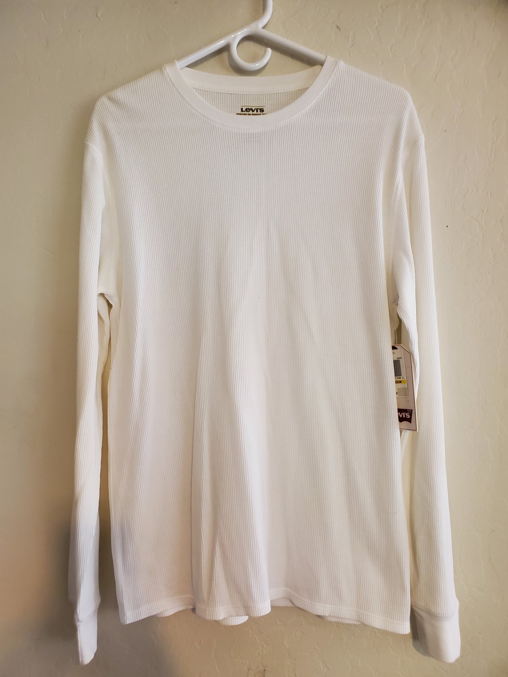 Levi's Men's Long Sleeve Ribbed Crew in White
